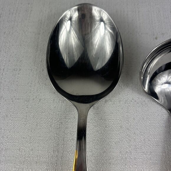 Oneida Golden Aquarius Serving Spoons Set Of 2 Preowned - Picture 4 of 12